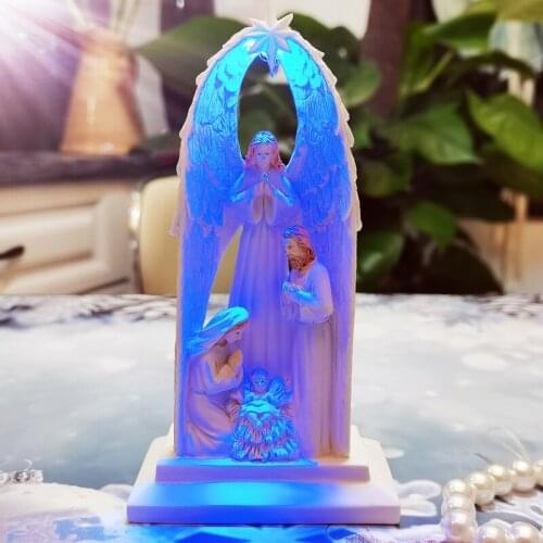 Christian Jesus Family Statue Resin Ornaments Jesus Lord Home Decoration with Led Light
