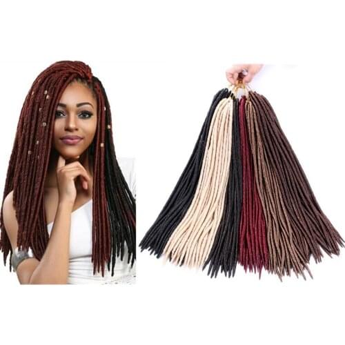 Hywamply 18" Authentic Synthetic Hair Crochet Braids 2X Faux Dread Locs Braiding Hair Extensions Pre-looped Soft Dreadlocks