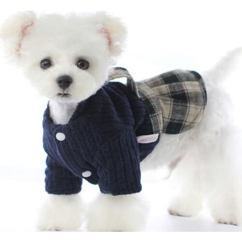 Cashmere Teddy Dog Cloth Four Seasons Cotton Houndstooth Comfortable Outfit Classic Jacket For Pet