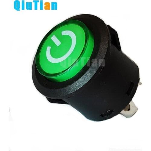 Push button switch power button Flat circular green button LED light self- lock button switches equipment push switch