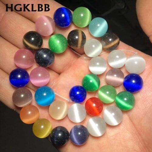 Colorful Cat Eye Beads opal Natural Stone Round Loose Spacer beads for Jewelry making 4/6/8/10/12MM DIY bracelets accessories
