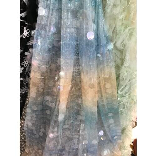 Sparkly sequins Lace fabric ZH-98924 with Embroidery Tulle Mesh French Net Lace Fabric