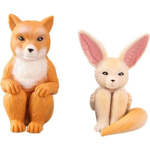 5Pcs Miniature Animal Siting Posture Model Toy Collectible Compact Small Animal Figures Toy Gift for Collectors Photo Props