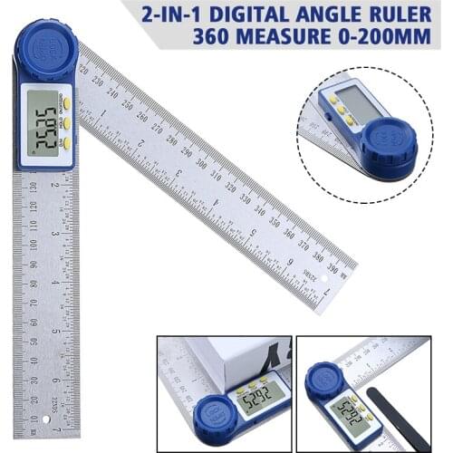 Multifunctional Digital Protractor 360 Degree Digital Angle Finder Stainless Steel Inclinometer Test Ruler Scale Measuring Tool
