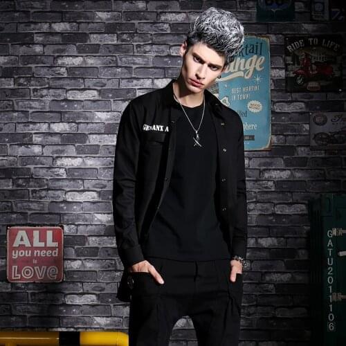 Thintenda 2017 Fashion Mens Long Sleeve Shirt Split Buckle Irregular Hem High Quality Printed Streetwear Hiphop Shirt Men