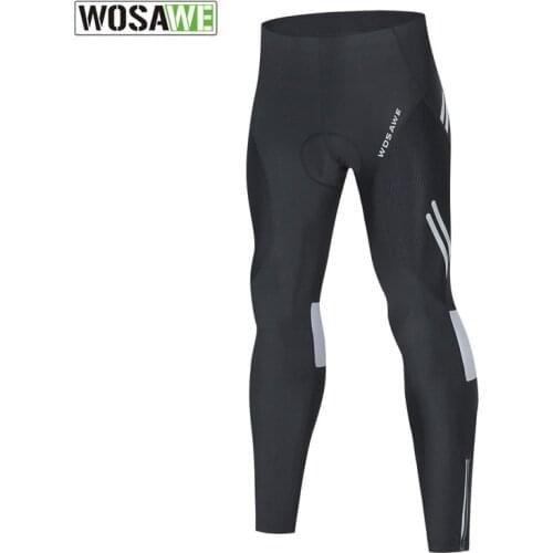 WOSAWE Men Reflective Cycling Pants with Gel Pad Cycling Tights MTB Bike Bicycle Pants with Back Zipper Pcoket Cycling Trousers