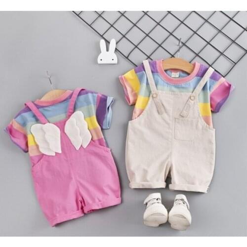 Newborn Baby Girls clothes summer outfits sets striped T-shirt + Overalls suit for baby girl clothing coveralls coat babies sets