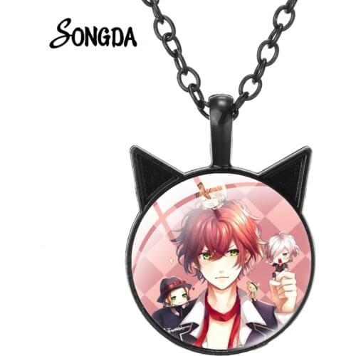 Diabolik Lovers Necklaces Mens Glass Dome Cat Ear Pendant Vintage Choker for Women Collar Fashion Chains Jewelry Dropshipping