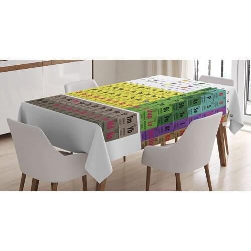 Periodic Chemistry Student Family for Science Lover Dining Room Kitchen Rectangular Table Cover