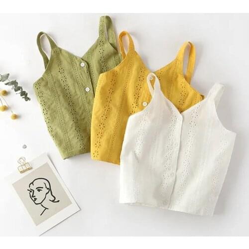 Baby Girls Sling Vest for Childrens Summer Clothes 2021 New Kids Solid Color Shirt Tops with Hole Camisole 1-7Y