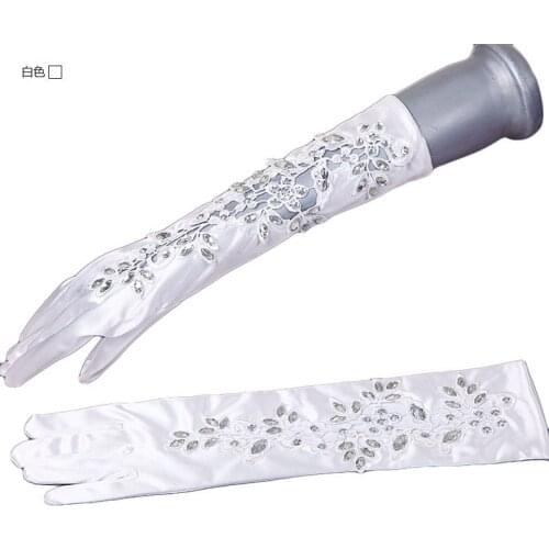 Amazing Bride Wedding Prom Party Sexy Dressy beaded Crytals Gloves Fingers Style Matching Costume
