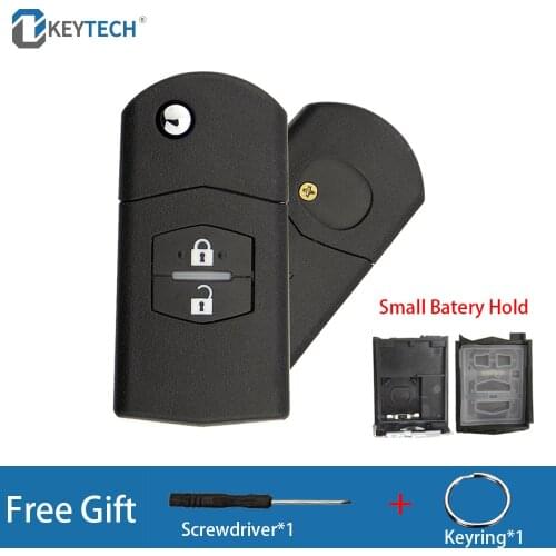 OkeyTech For Mazda 3 5 6 Series Folding Flip Remote Control Car Key ShellWith Small Battery Hold 2/3 Buttons Replacement Fob
