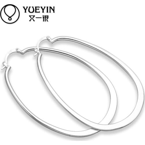 Romantic Classic Wholesale silver plated hoop earrings for women big round circle earrings Female uhani orecchini