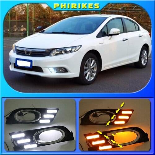 Car Special LED DRL Daytime Running Light Accessories with Fog Lamp Cover For Honda Civic 9th 2011 2012 2013 Relay 12V