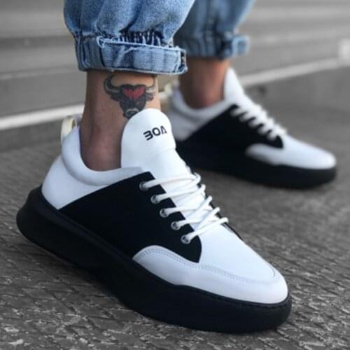 BA0163 Laced High Base White Black Sports Shoes Fashionable Design Good Quality Product Fast Delivery Discount Price