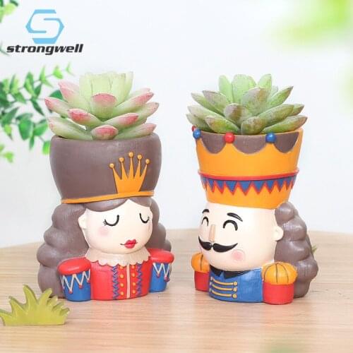 Strongwell Nutcracker Flower Pots Mini Planters Succulent Plants Flower Vase Desktop Bonsai Fairy Garden Home Decoration Gifts