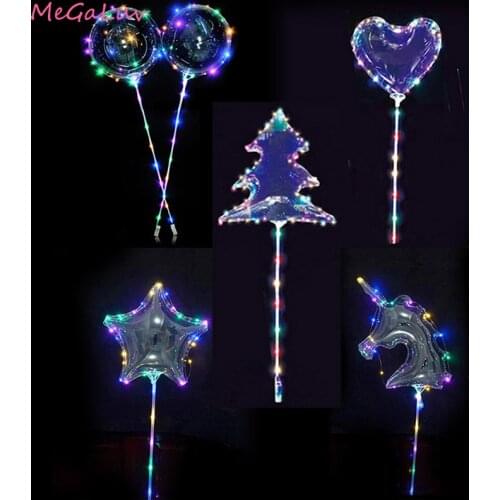 20 inch Luminous Transparent Clear Bobo Bubble Ballons Wedding Birthday Party Balloons Beautiful LED String Light Up Balony