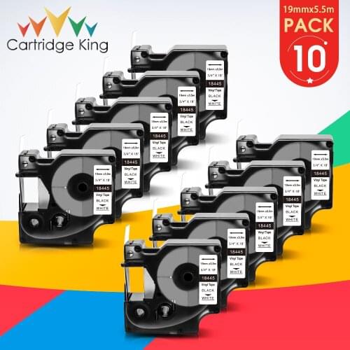Vinyl Labels for Dymo Rhino 18445 Black on White 19mm 10PK Casette Printer Ribbon for Dymo Rhino 4200 5000 5200 6000 Label Maker