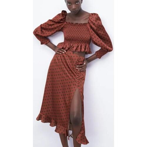 Spring and summer womens polka dot print skirts ruffled fishtail skirts fashion skirts for female