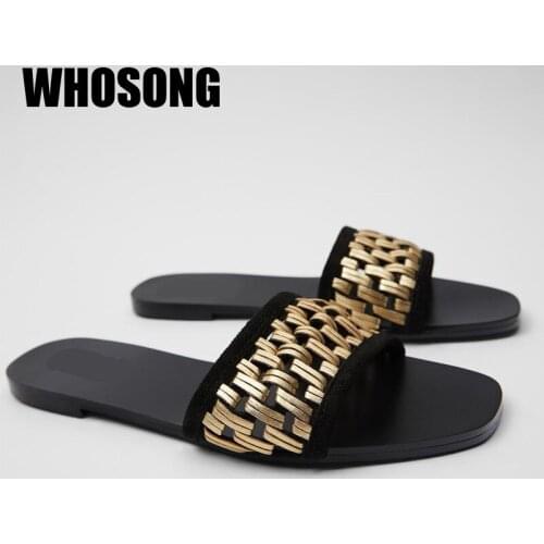 New Summer Women Slippers Girls Rome Slides Woman Outside Shoes Ladies Soft Flats Female Black Brand Slides Real Leather Mules