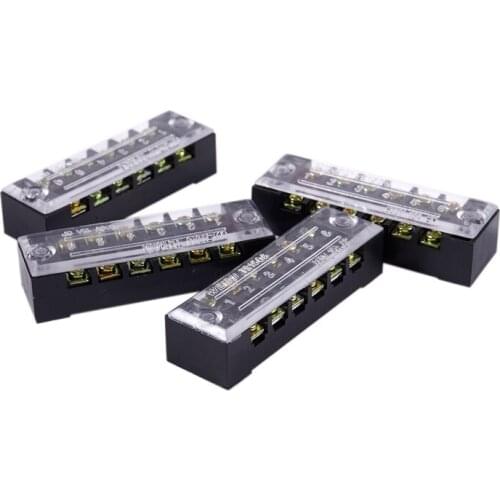 4 Pcs 15A Dual Row 6P Screw Connector Electric Barrier Terminal Block