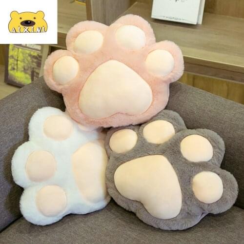 AIXINI Kawaii Cat Paw Pillow Animal Stuffed Hand Warmer Plush Sofa Indoor Floor Home Chair Decor Winter Gift Plushies Cute Paw