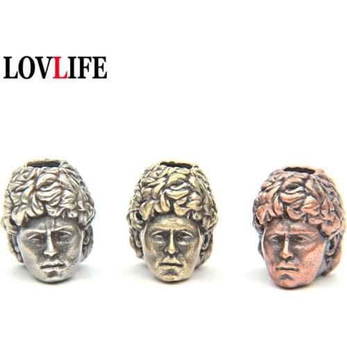 Argentina Football Prince Superstar Head Carved Knife Pendant Jewelry Retro Brass Paracord Bead DIY Keychain Lanyard Accessories