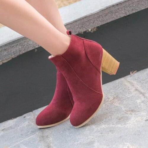 2020 spring new British style thick heel short tube single boots womens high heel fashion Martin boots large size womens boots