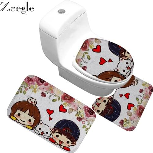 Bath Mat Toilet Seat Cover Bathroom Mat Shower Room Floor Mat Bathroom Decoration Water-absorbing Non-slip Bathroom Carpet