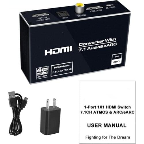 Best EARC HDMI-compatible 2.0 Audio Extractor 4K 60Hz RGB8:8:8 HDR Splitter Audio Converter 4K HDMI To Optical TOSLINK SPDIF 7.1