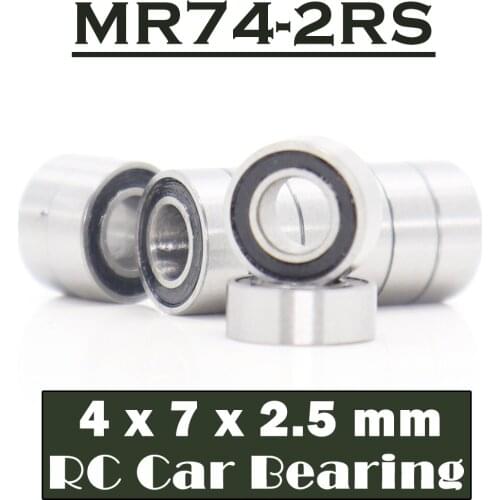 MR74RS Bearing High Quality ( 10 PCS ) 4*7*2.5 mm Hobby Electric RC Car Truck MR74 RS 2RS Ball Bearings MR74-2RS Black Sealed