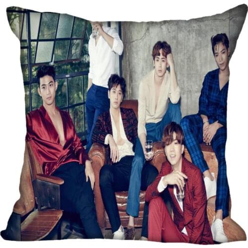 Fan Xi Hot Custom KPOP 2pm Printed Silk Square Pillowcase Home Decorative zipper Satin Pillowcases (One Side)