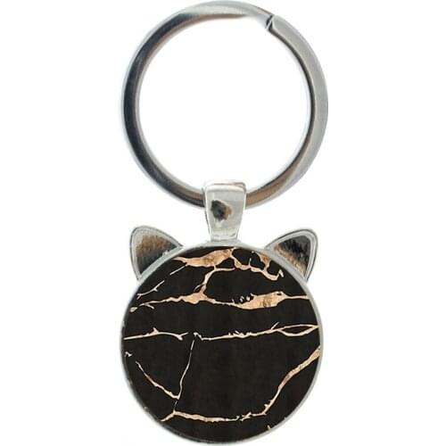 NEW Golden Texture Personality Novelty Men And Women Accessories Keychain Handmade Silver-plated Cat Ear Keychain