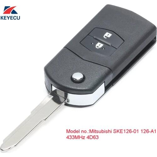 KEYECU Replacement Upgraded Flip Remote Car Key Fob 2 Button for Mazda 2 3 5 6 RX8 MX5 P/N: Mitsubishi SKE126-01 126-A1