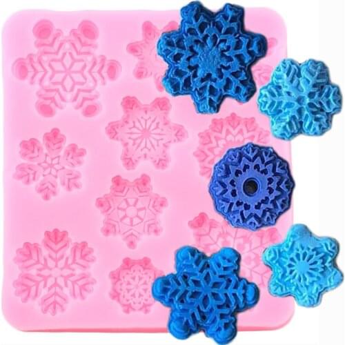Christmas Snowflake Chocolate Cake Decorating Tools DIY Cookie Baking Fondant Silicone Mould Candy Polymer Clay Moulds