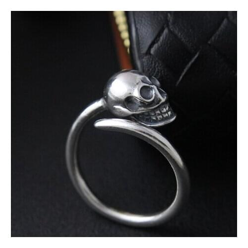 Handmade 925 Silver Skull Ring Vintage sterling silver Skeleton ring good luck Skull ring Adjustable