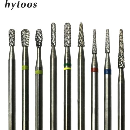 HYTOOS Carbide Nail Drill Bit High Quality Cuticle Clean Bits 3/32" Rotary Manicure Cutters Gel Removal Nail Accessories