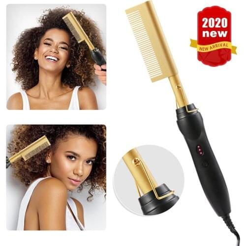 Hair Straightener Electric Curling Comb Flat Irons Brush Hot Fast Comb Hair Straight 2 In 1 Corrugation Curls Iron