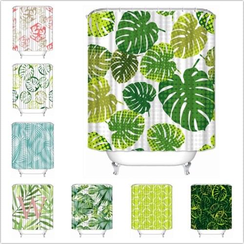 Musife Custom High Quality Monstera pattern Shower Curtain Waterproof Bathroom Polyester Fabric Bathroom Curtain