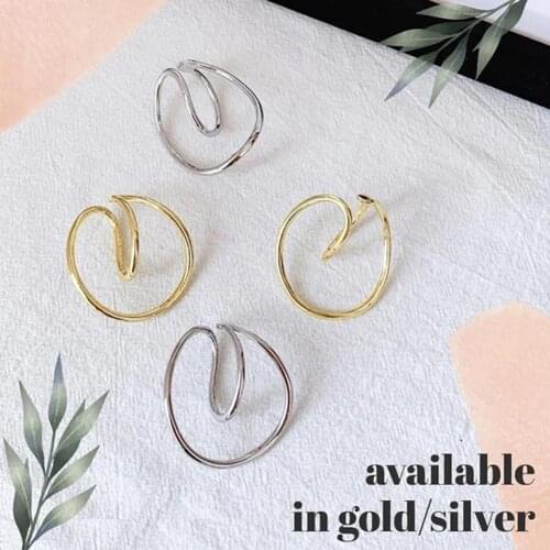 Women Retro 2021 Punk Simple Design Metal Oval Hoop Earring For Women Jewelry Geometric Circle Party Ear Accessory Jewelry Gift