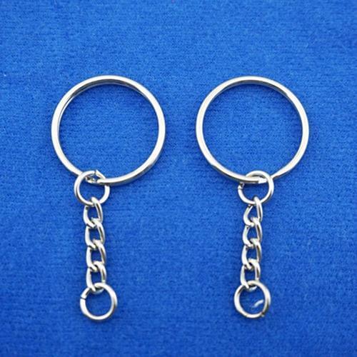 10Pcs DIY Tone Keyring Blanks Key Chains Split Rings with 4 Link Chain