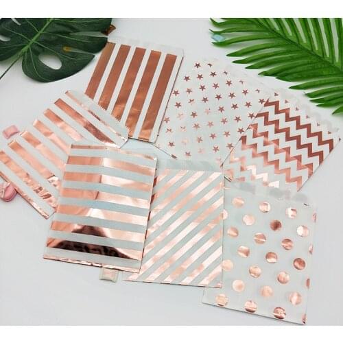 100pcs Paper Bags Popcorn Bag Candy Box Striped Dot Printed Paper Treat Bags Paper Wedding Decor Bags Party Favor