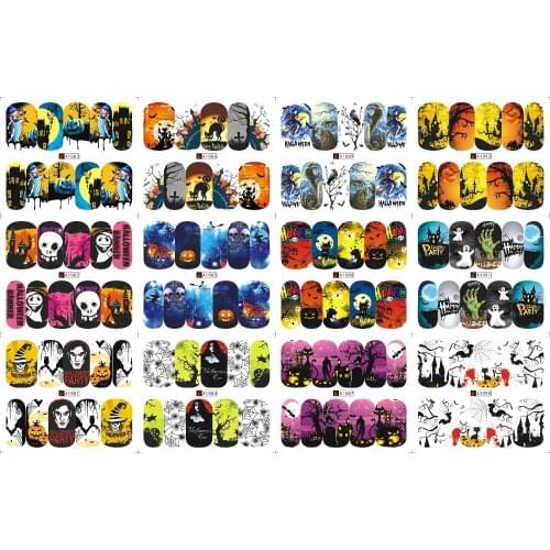 12 Designs Christmas 3D Nail Slider Decals Nail Art Sticker Glitter Halloween sticker Adhesive Manicure Gel Polish Decoration