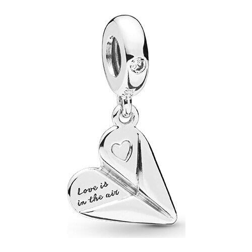 5PCS HTevak Plated Paper Plane Shape Metal Pendant Love is in the air Heart Charms Fit DIY Women Men Bracelets Jewelry Making