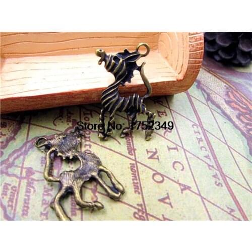 5PCS--Zebra charms,Antique Bronze Zebra Pendants/Charms,Love Zebra, Jewelry Making,Craft Supplies 40x24mm