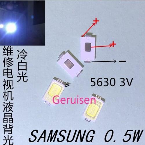 50PCS SAMSUNG 5630 TV 5730 LED Backlight 0.5W 5630 3V Cool white LCD Backlight led 2D