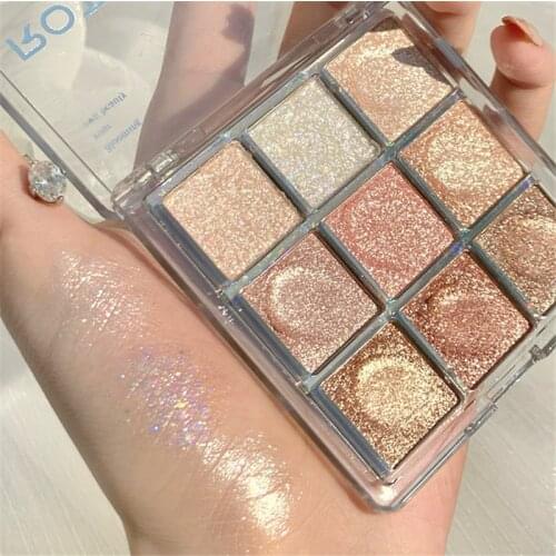 9 colors Glitter Bomb Matte Eyeshadow Pallete Long lasting Glitter Eye Pigments Shimmer and Shine Eyeshadow Makeup Palette