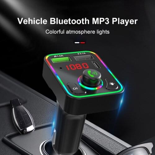 FM Transmitter Car Wireless Bluetooth 5.0 MP3 Player 12V Wireless 3.1A USB PD Fast Charging Hands-free Call with Mic LED Lights