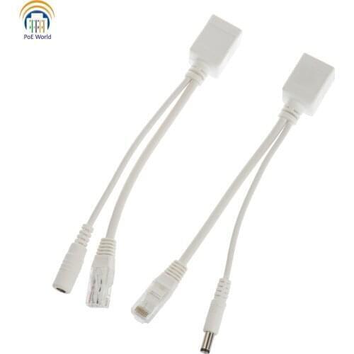 White 802.3af Passive POE injector cable 12-56V Input Gigabit PoE Separator Black Ethernet Segregator 2.1*5.5 DC Connector