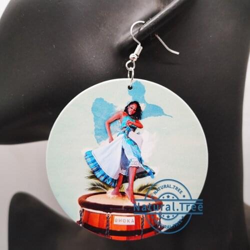 Free Shipping! Round Guadeloupe Wooden Earrings
